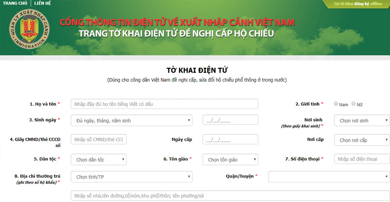 Kê khai thông tin trực tuyến