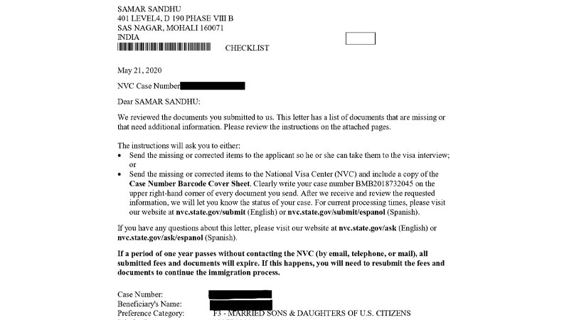 Kiểm tra Welcome Letter do NVC gửi.