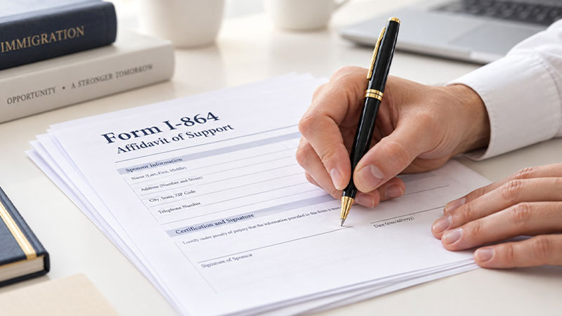 Form I-864 đã hoàn thiện và ký
